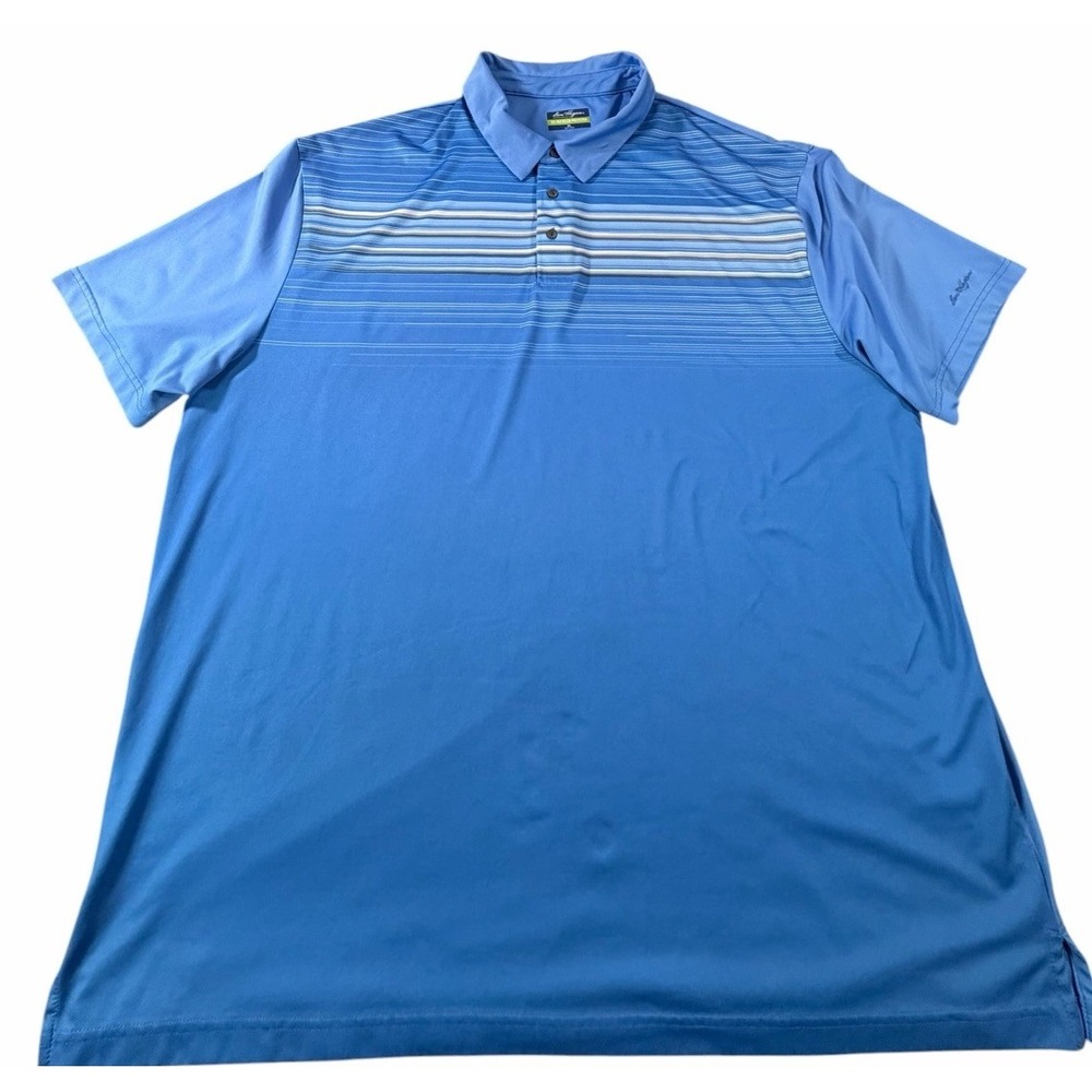 Ben Hogan Performance Golf Polo Shirt 3XL Blue Striped Short Sleeve Mens